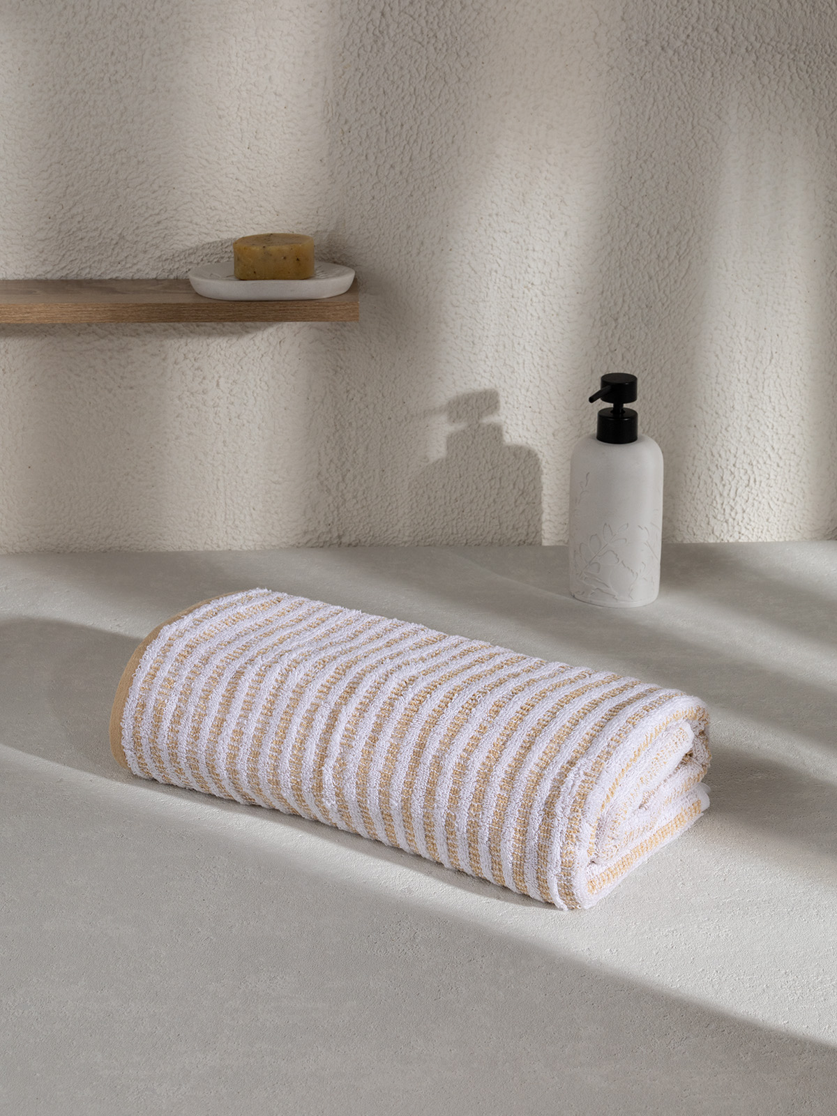 Полотенце DeNASTIA Motive полоски 70 x 140 см - фото 1