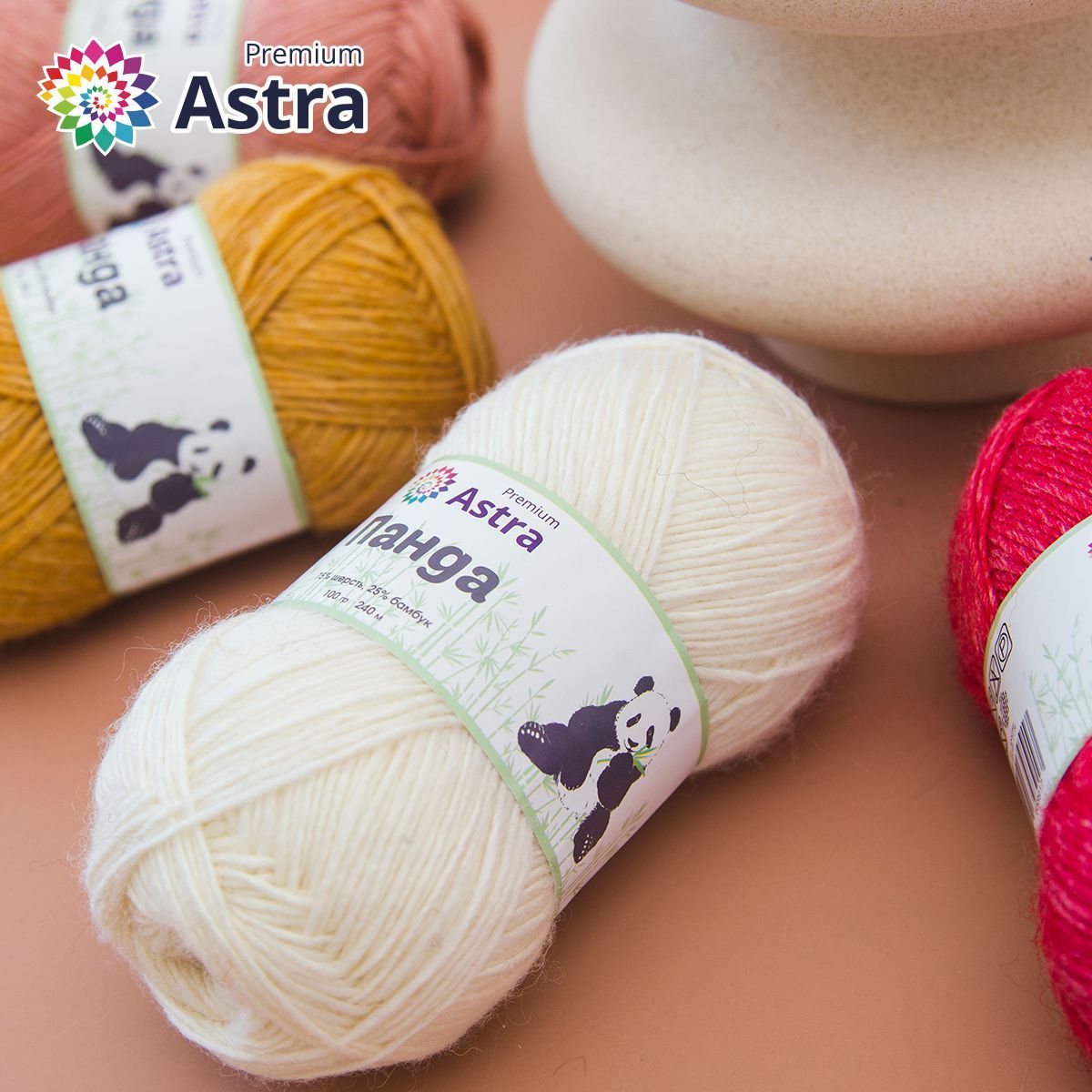 Пряжа Astra Premium Панда Panda шерсть бамбук 100 г 240 м 410 мятный 2 мотка - фото 11