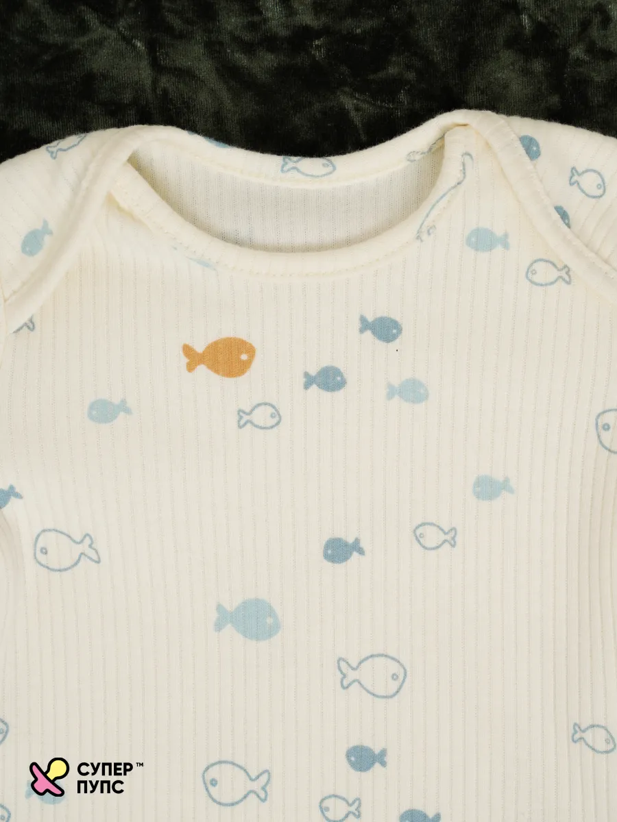 Боди 3 шт Супер Пупс нбр/3пр/бд/коррук/полоска/рыбки - фото 19