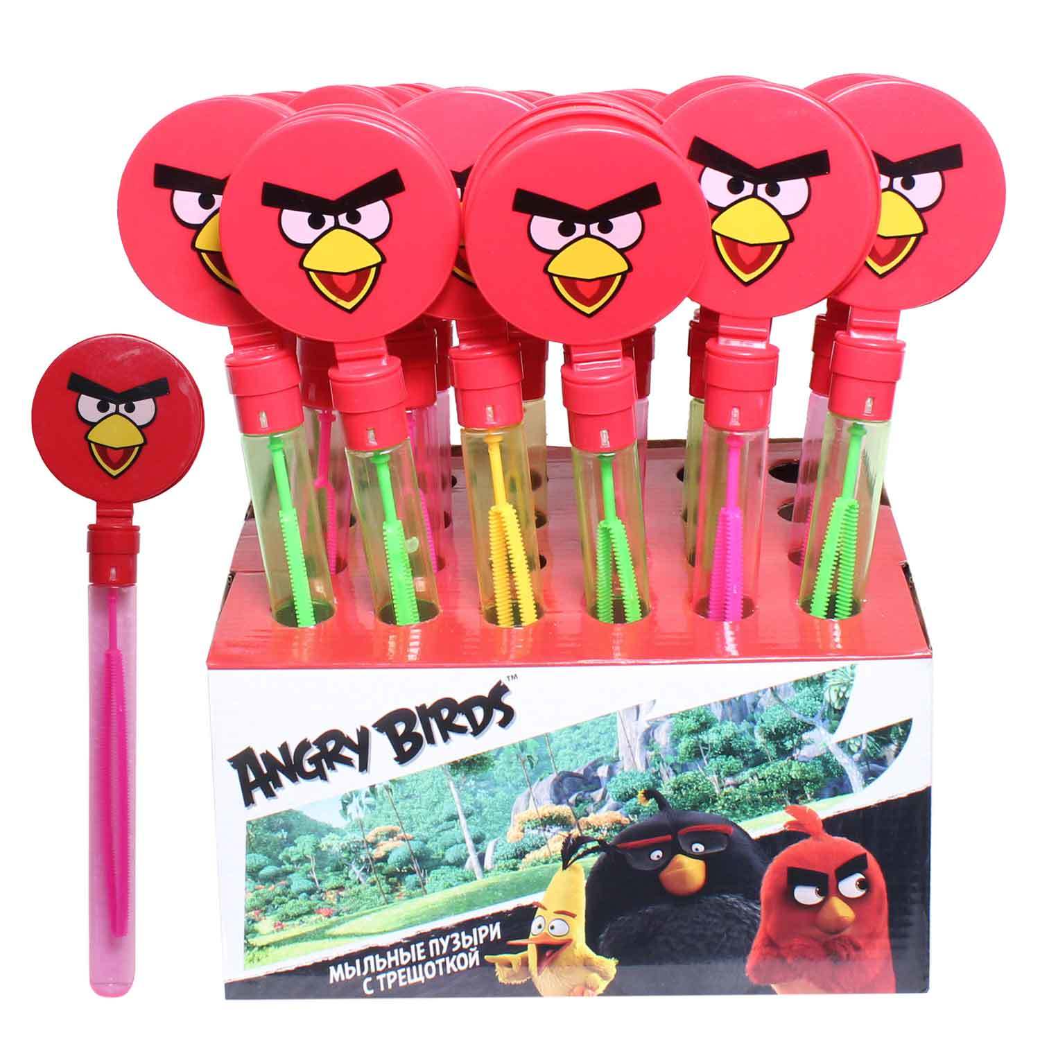 Мыльные пузыри 1TOY с трещоткой Angry Birds 60 мл - фото 1