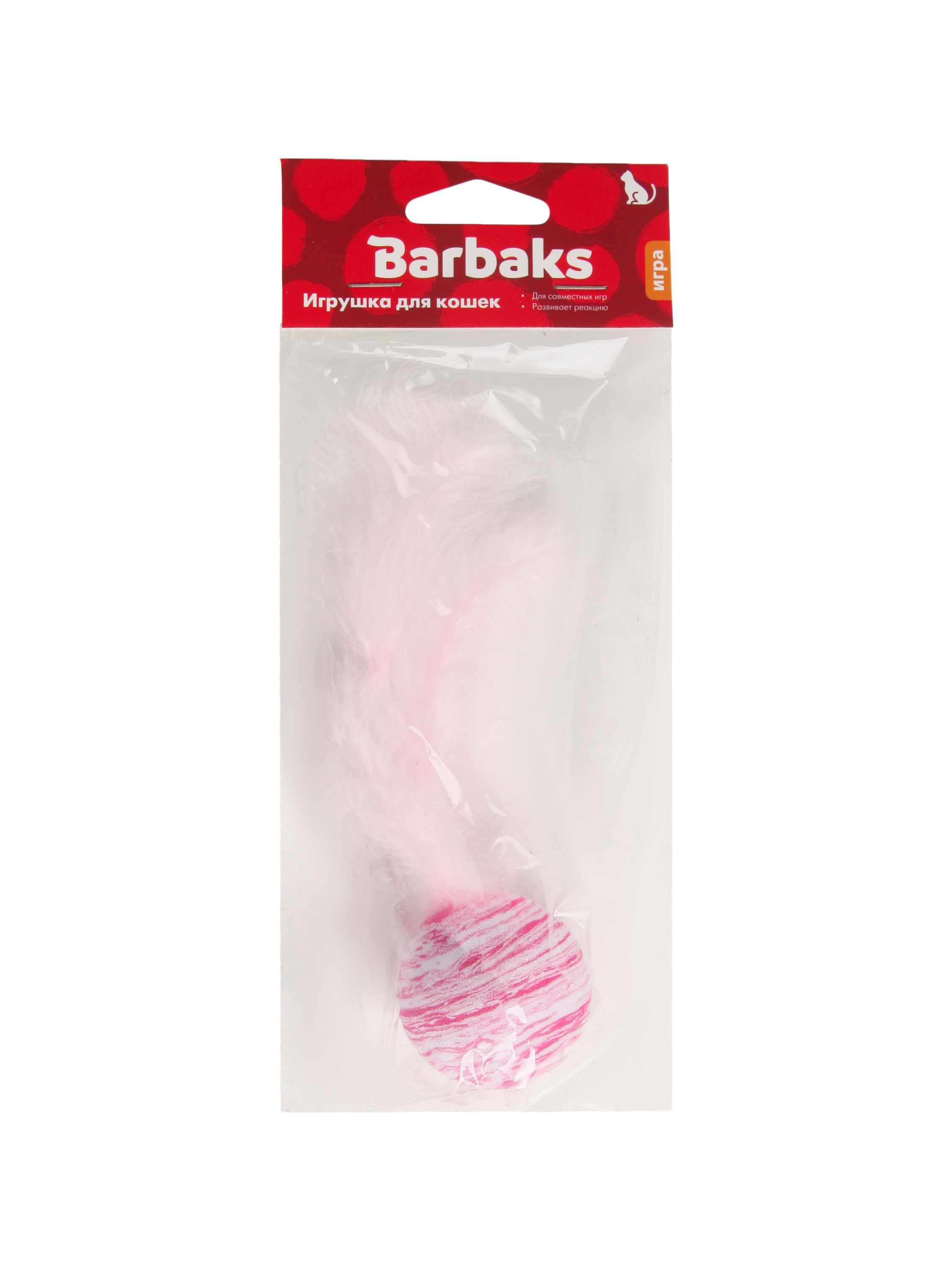Игрушка для кошек Barbaks Мягкомячик с пером - фото 6