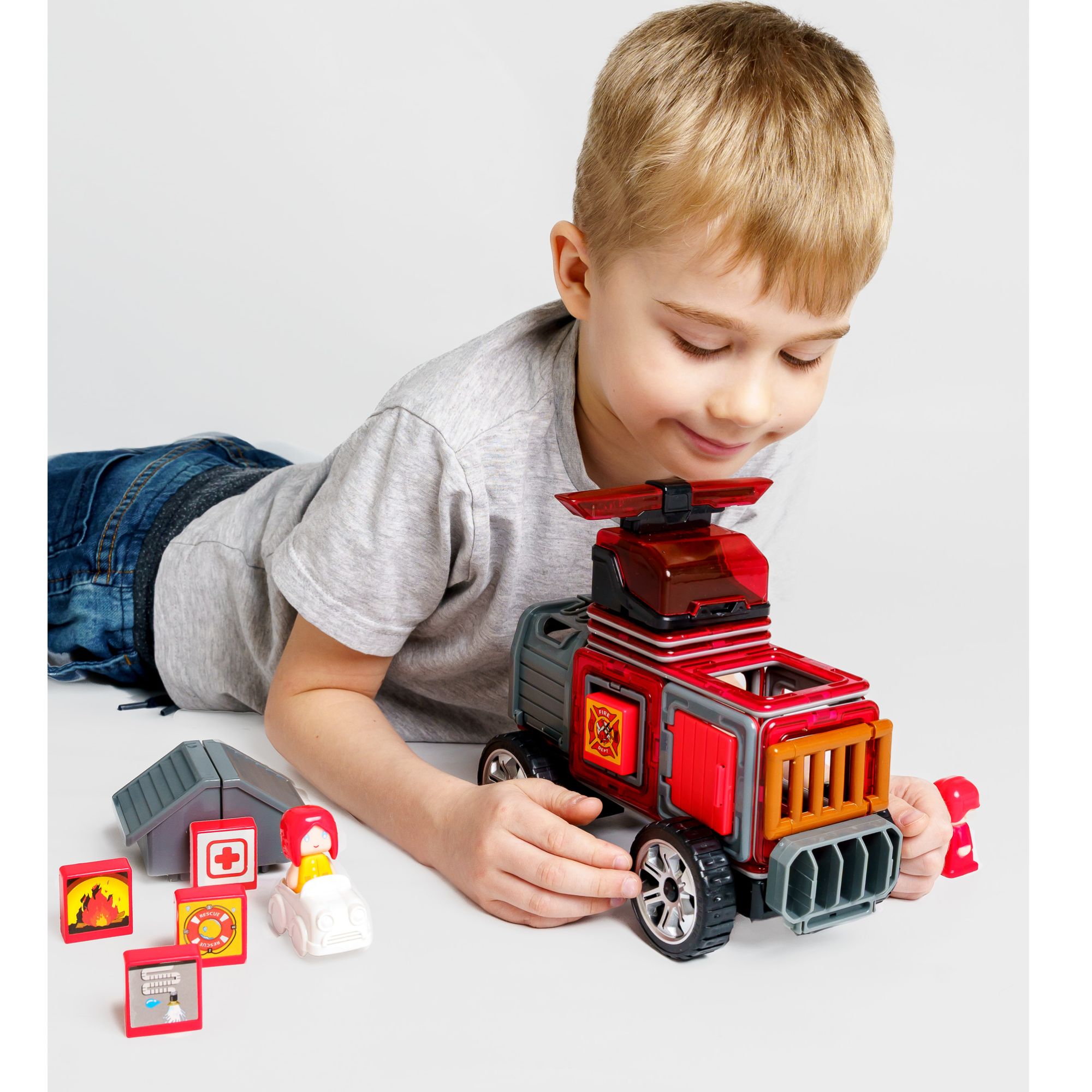 Конструктор Крибли Бу Пожарная машина магнитный - фото 4