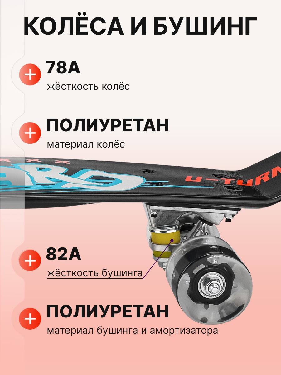 Скейтборд U-TURN 56 см - фото 3