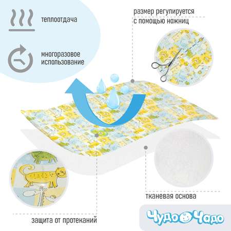 Клеенка Чудо-Чадо подкладная без окантовки 100х140см зверушки/голубо-желтый