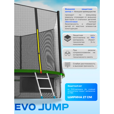 Батут каркасный evo jump EVO jump External 8ft green с защитной сеткой диаметр 244 см