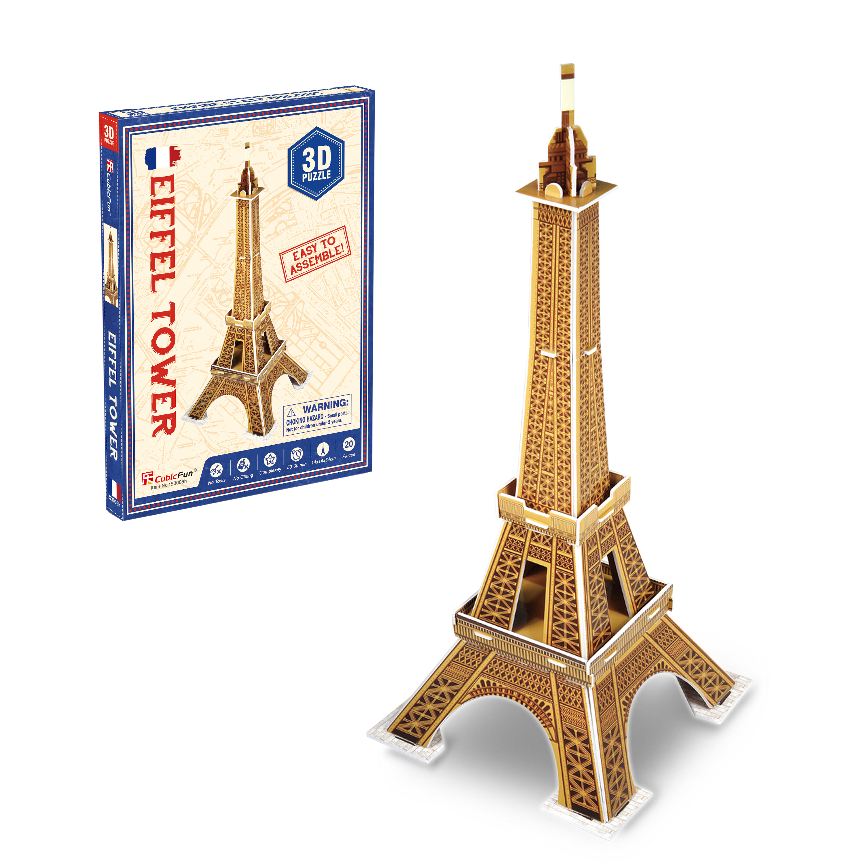 Пазл 3D CubicFun Эйфелева башня 20 деталей - фото 6