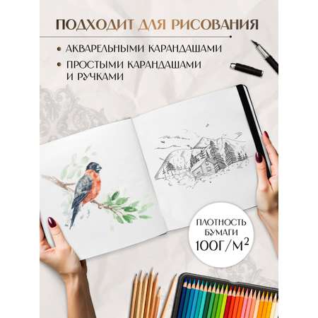 Скетчбук Проф-Пресс Ван Гог. 20х20 см на резинке. А5 80 лист. 1 шт.