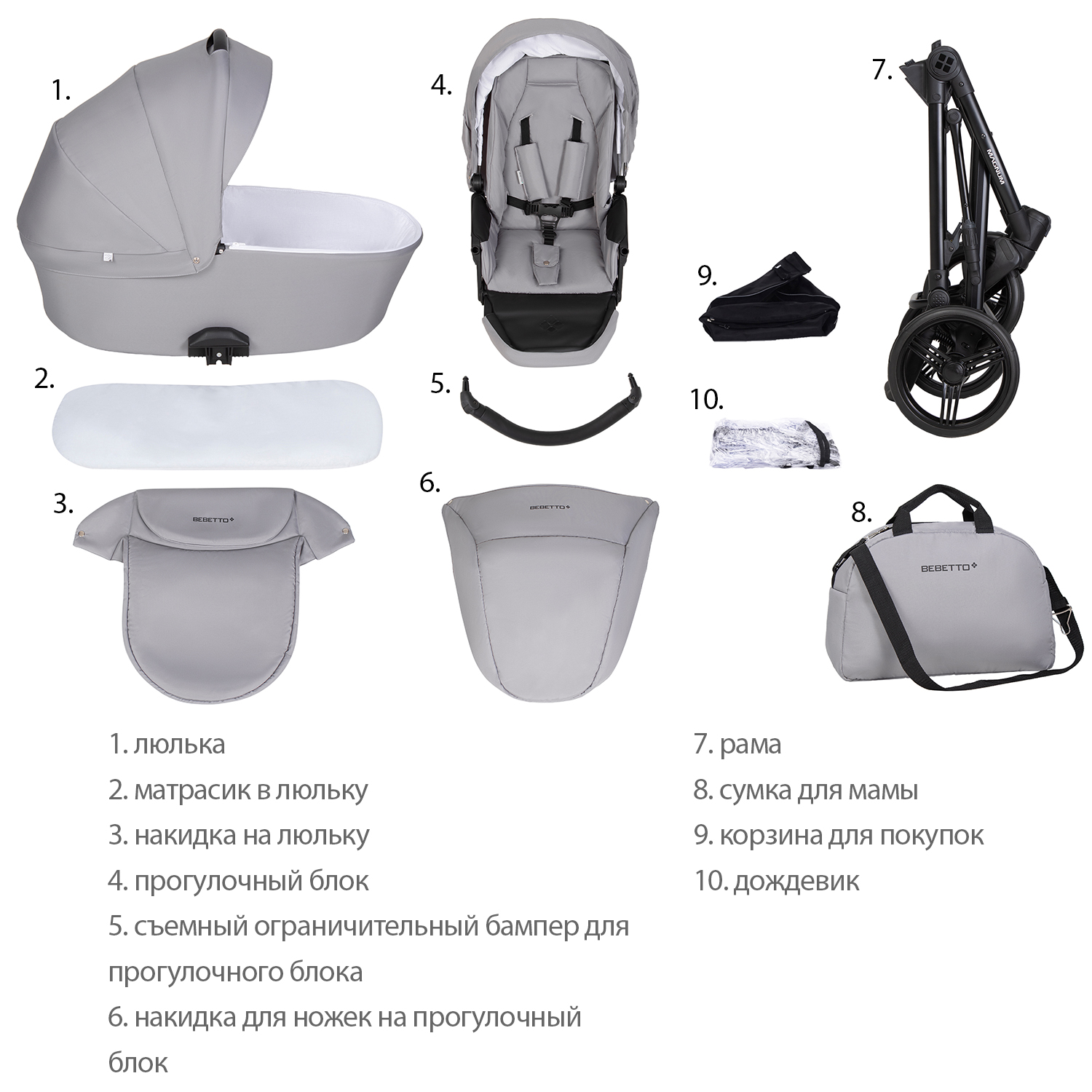 Коляска 2в1 Bebetto Magnum Light - фото 11