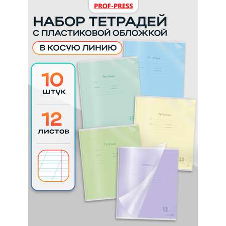 Тетрадь Prof-Press косая линейка 12 лист. 10 шт.