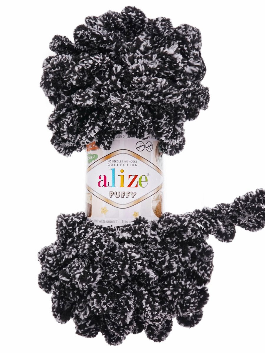 Пряжа для вязания Alize puffy 100 г 9 м микрополиэстер фантазийная плюшевая 799 панда 5 мотков - фото 4