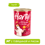 Корм для собак Harty 400г паштет с говядиной и рисом для чувствительного пищеварения консервированный