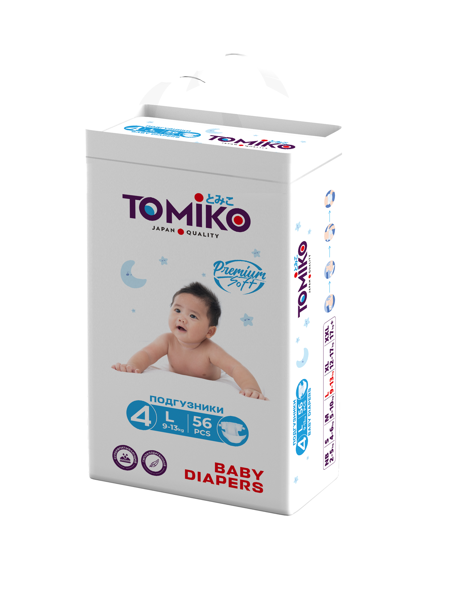 Подгузники Tomiko L (9-13кг) 56 шт. - фото 1
