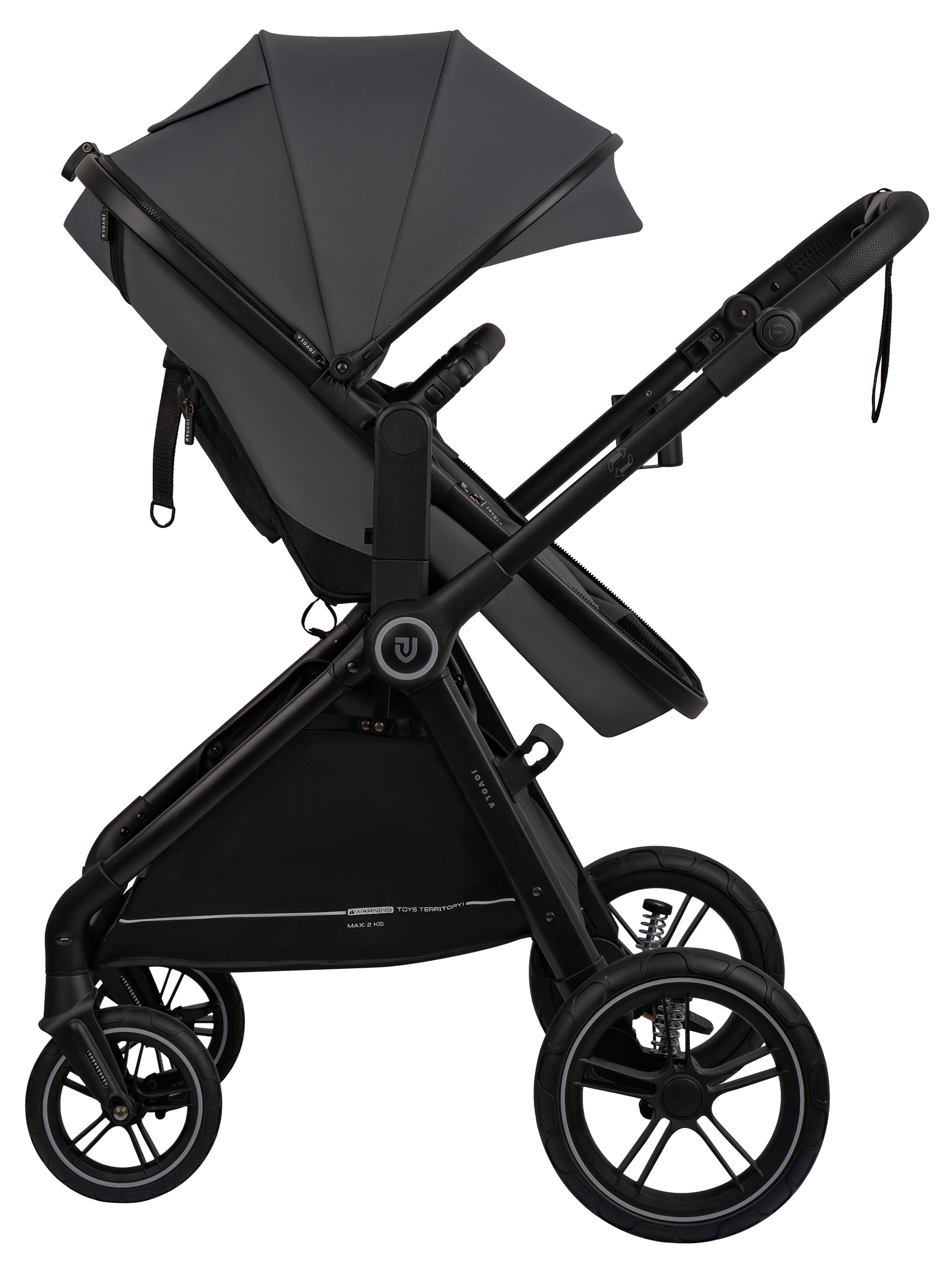 Коляска трансформер JOVOLA Truck, перекидная ручка серый - фото 10
