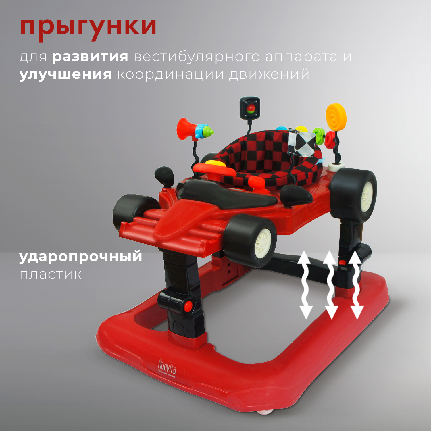 Ходунки Nuovita Vettura Красно-черный - фото 4