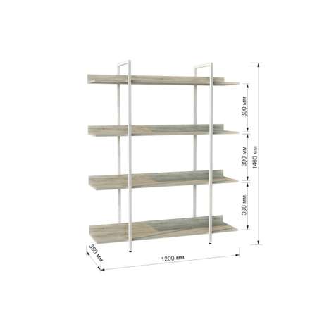 Стеллаж WoodSteel В стиле Лофт Chicago 146х120х35 см. Белый