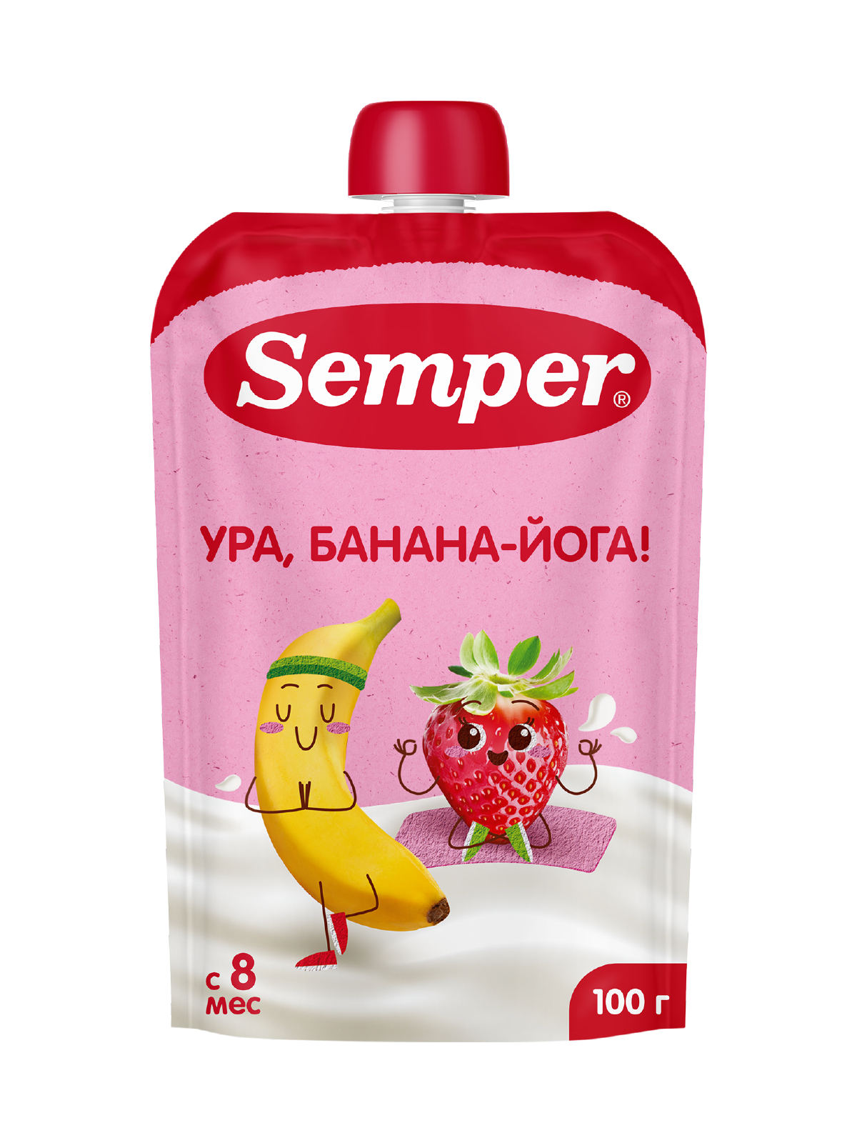Изображение товара Пюре Semper Банан-клубника-йогурт с 8 мес 100 г Изображение товара Пюре Semper Банан-клубника-йогурт с 8 мес 100 г