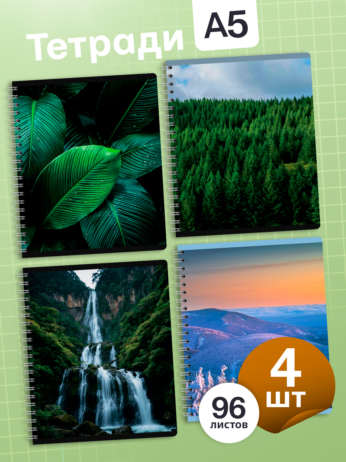 Тетрадь AXLER клетка 96 лист. 4 шт. - фото 1