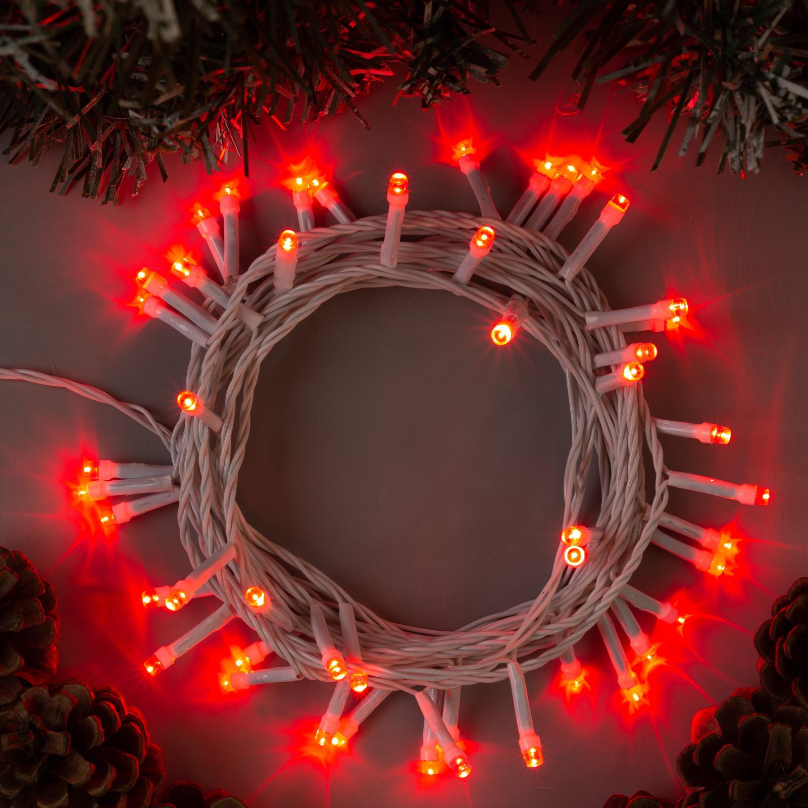 Гирлянда Luazon Нить 5 м ip20 белая нить 50 led свечение красное 8 режимов 220 в - фото 1