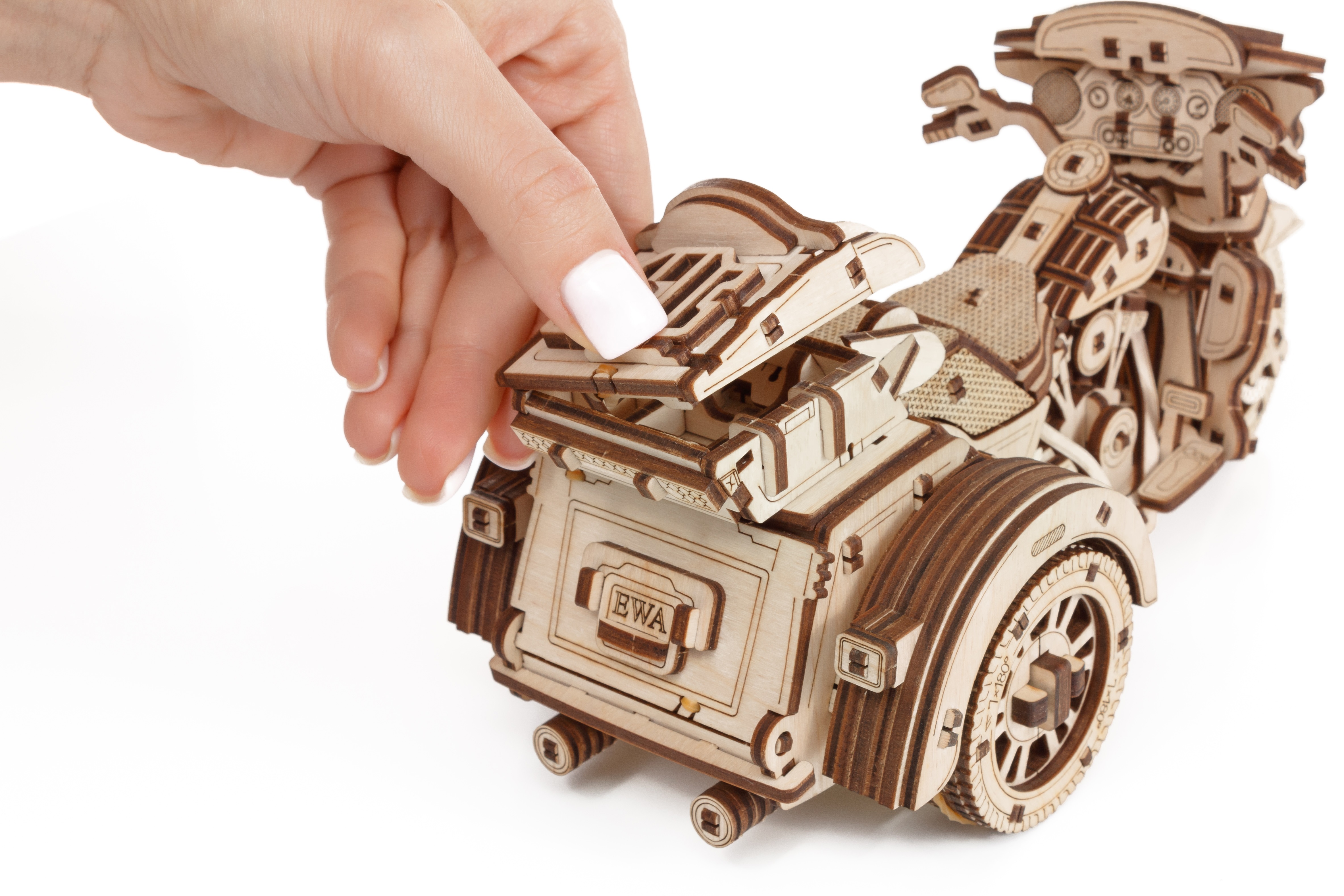 Сборная модель Eco Wood Art (EWA) Мотоцикл Трайк из дерева ETrike - фото 7