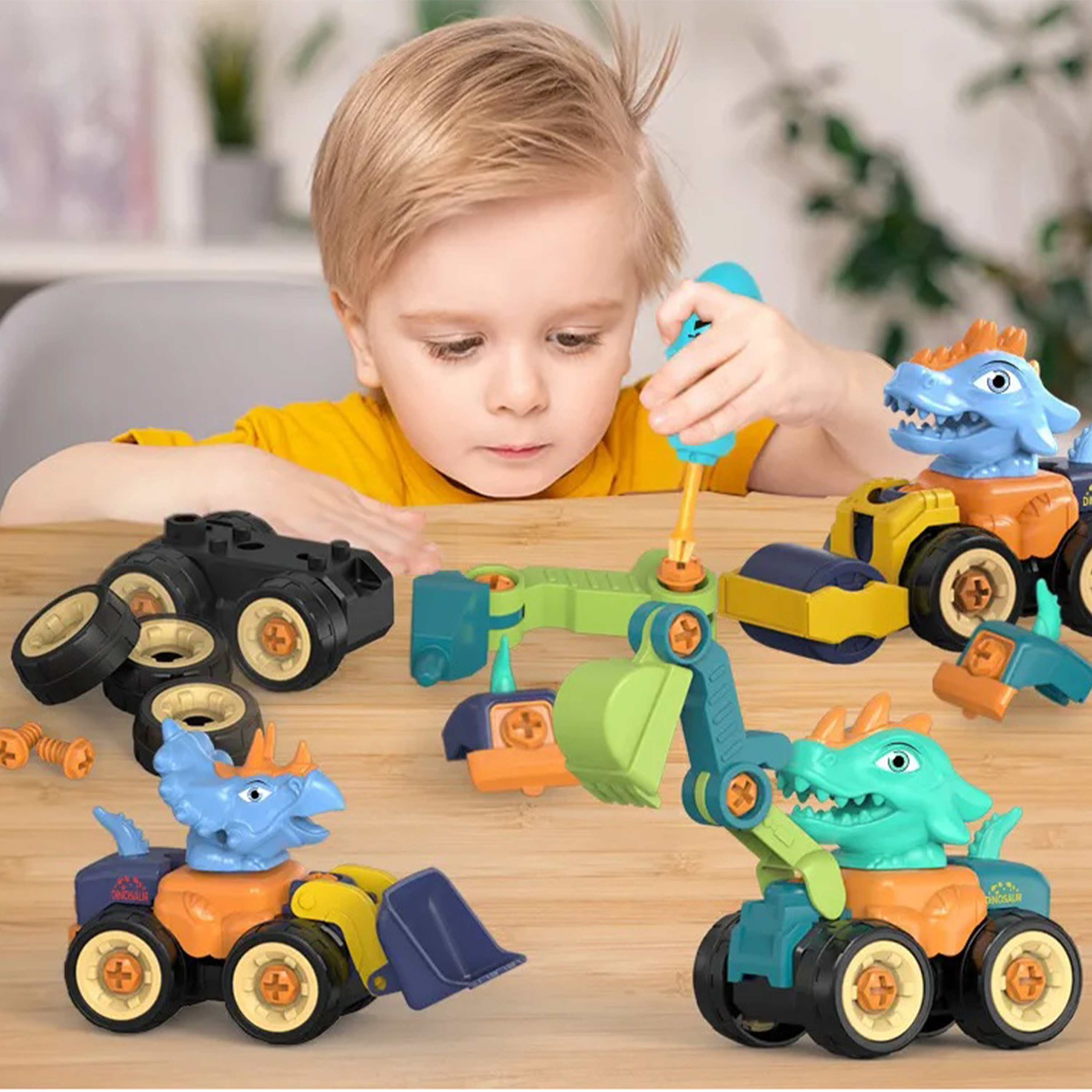Конструктор SHARKTOYS Машинки с динозаврами мягкий - фото 4