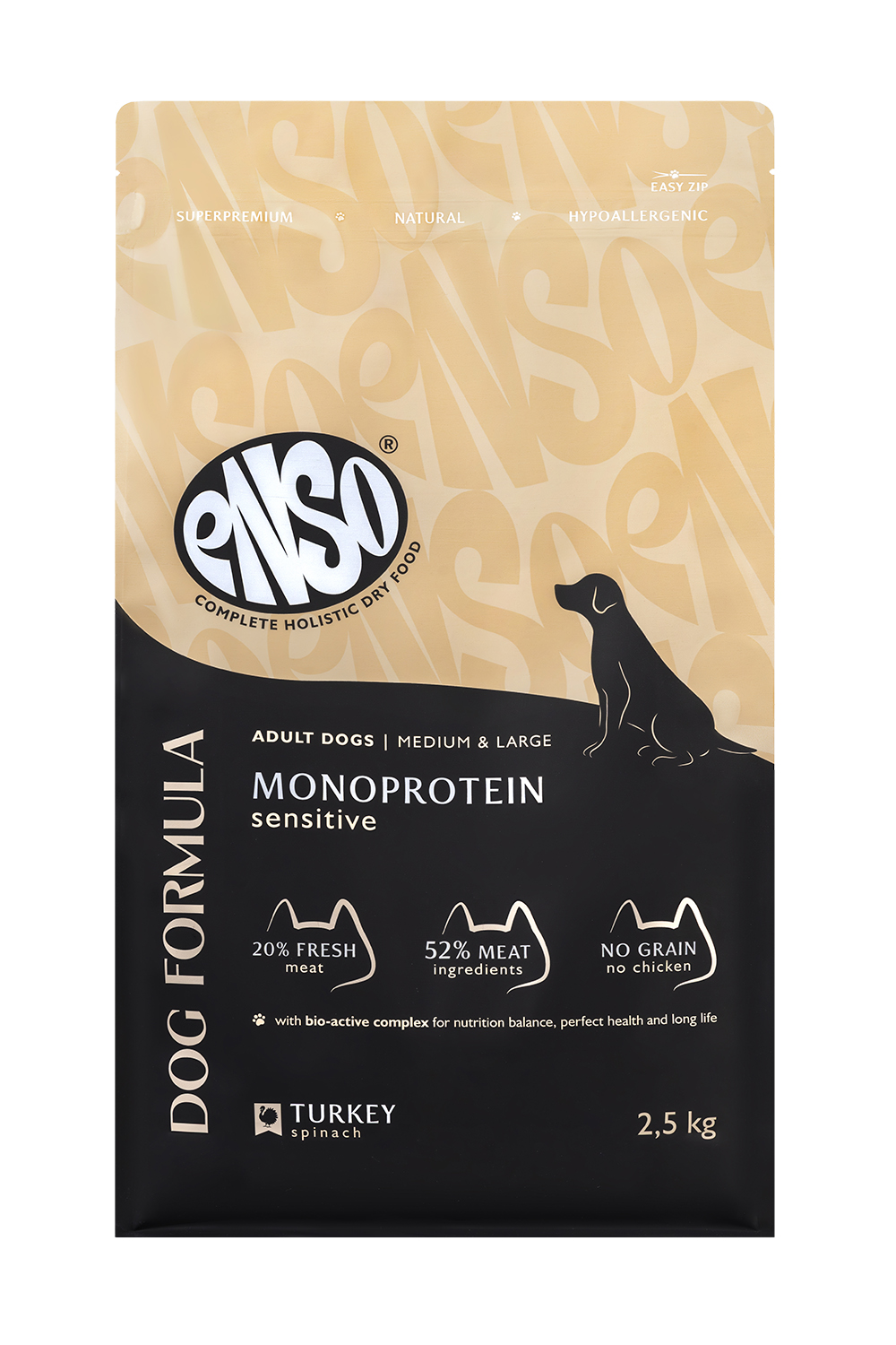 Корм сухой для взрослых собак ENSO Dog Monoprotein средних и крупных пород с индейкой 2.5кг - фото 1