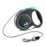 Рулетка для собак Flexi Black Design XS трос 3м до 8кг Черный-Голубой