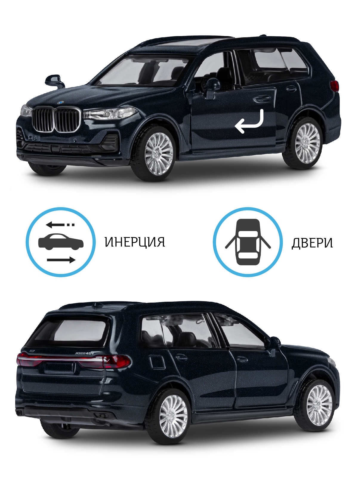 Внедорожник АВТОпанорама BMW X7 1:44 JB1251256 - фото 2
