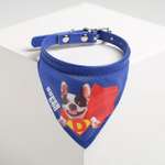 Ошейник Пушистое счастье с платком Super dog 32 х 1 см синий