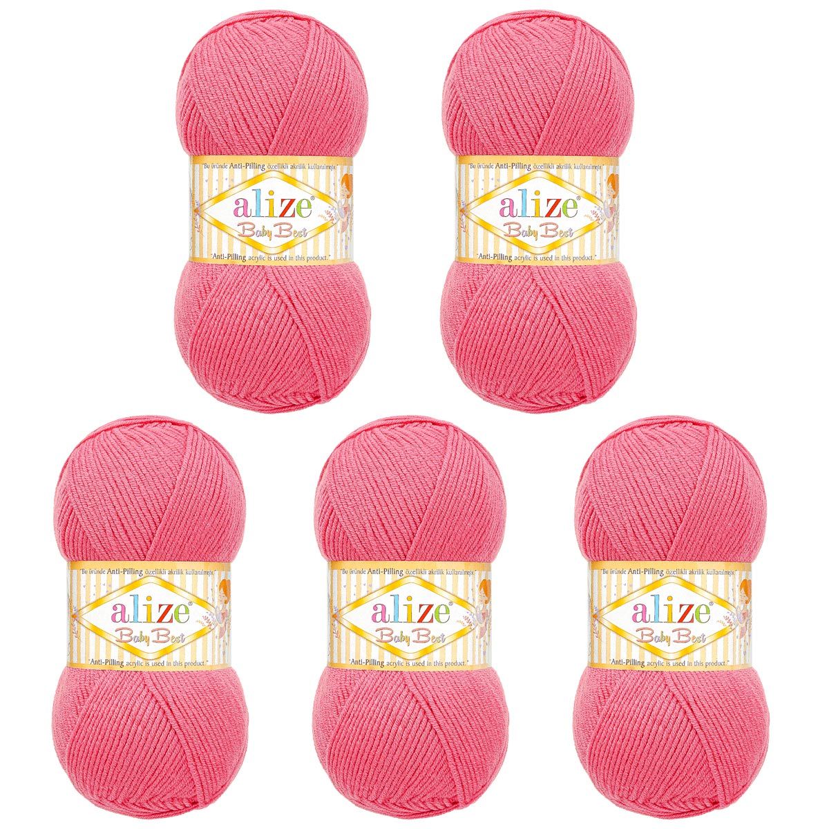 Пряжа для вязания Alize baby best бамбук акрил с эффектом антипиллинг 100 г 240 м 157 сахарная вата 5 мотков - фото 6