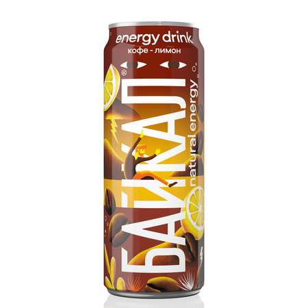 Напиток безалкогольный Байкал Natural energy энергетический кофе-лимон 0.45л
