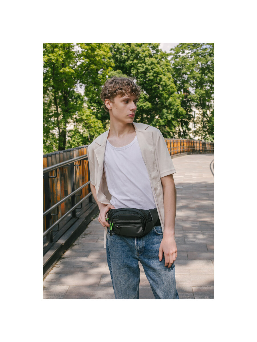 Сумка HEIKKI чёрный/зеленый поясная - фото 8