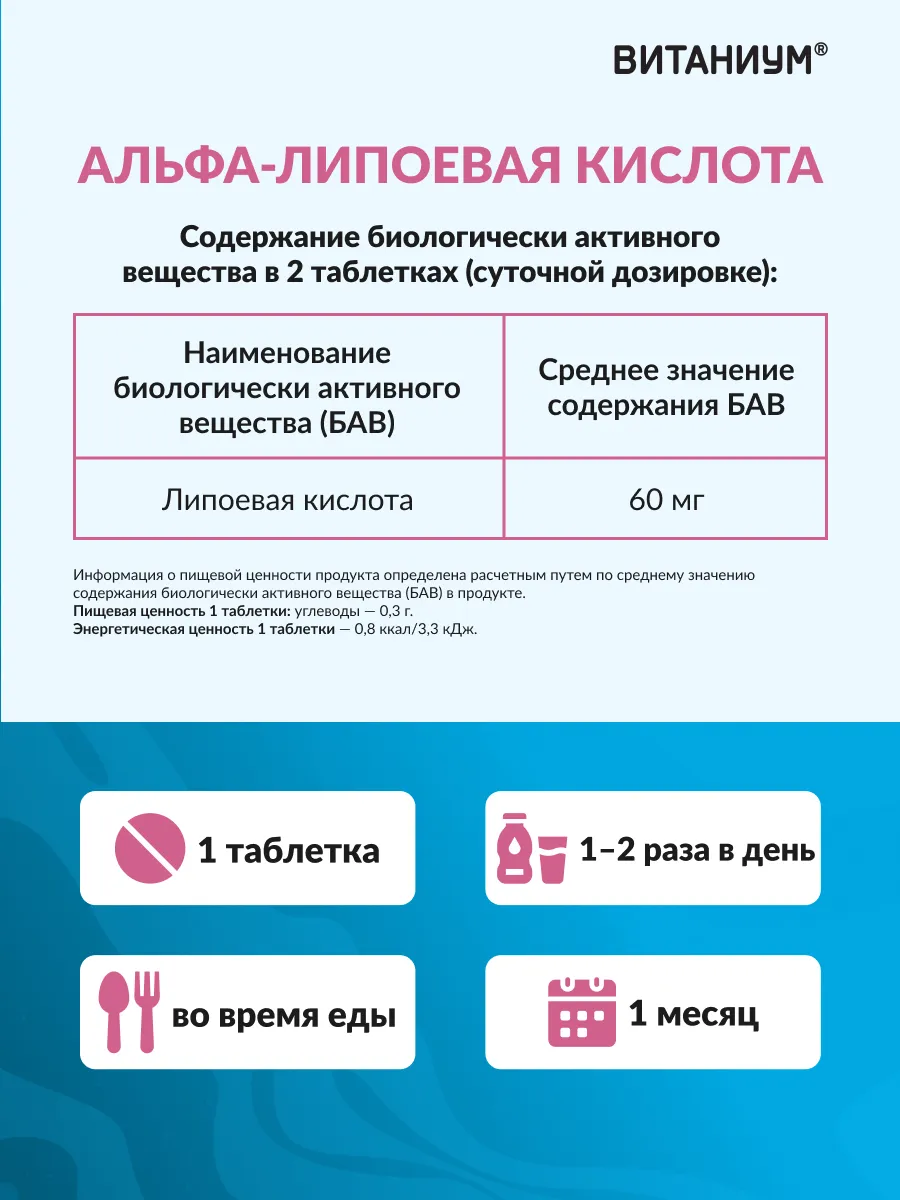 Альфа-липоевая кислота Форте Vitanium таблетки №30 - фото 6