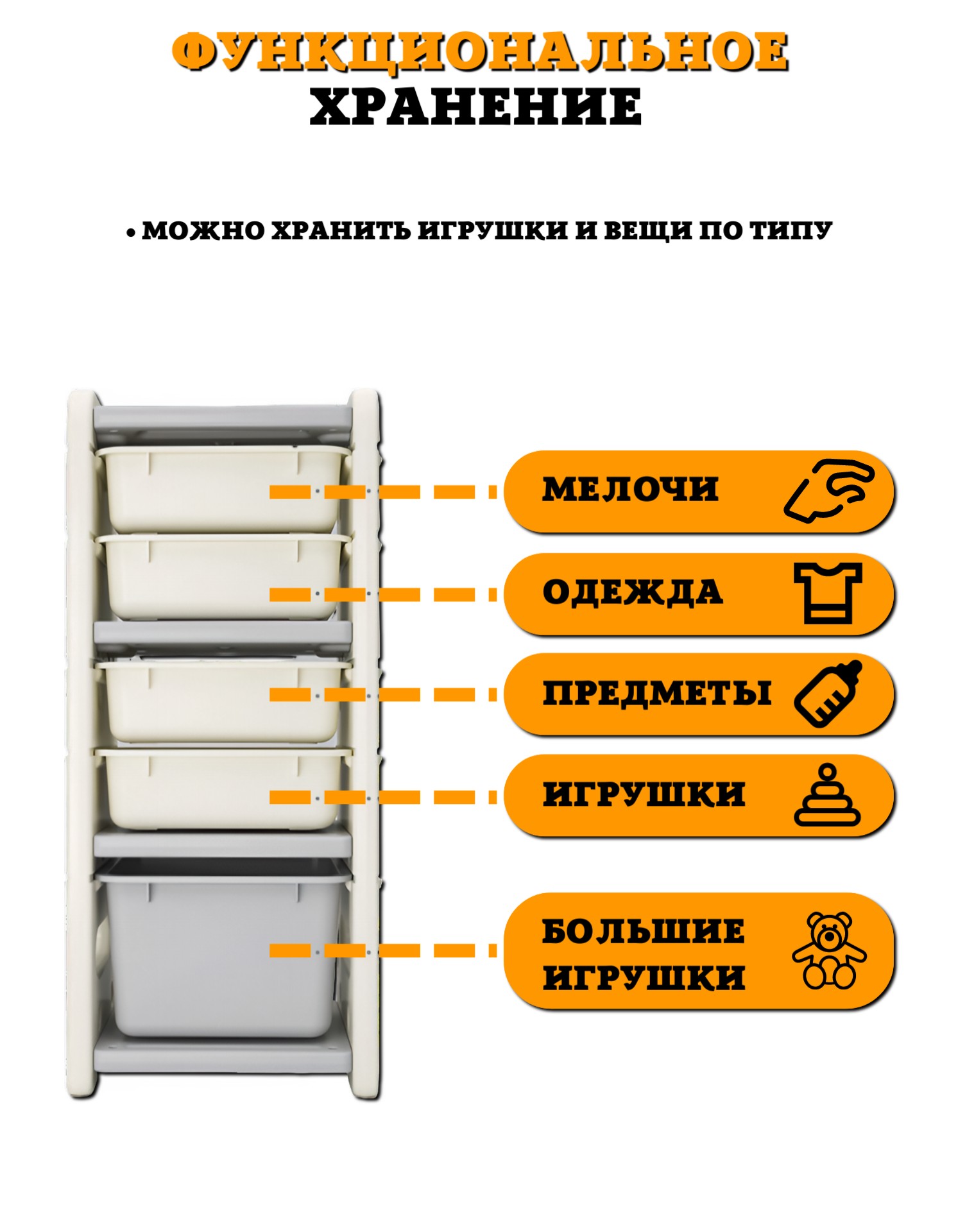 Стеллаж детский для игрушек Floopsi Bus-2 из пластика 14 секций - фото 4