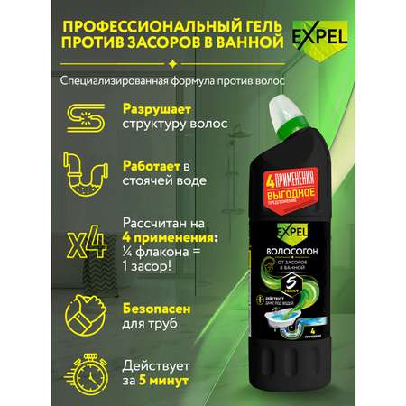 Гель для устранения засоров Expel Волосогон 1 л.