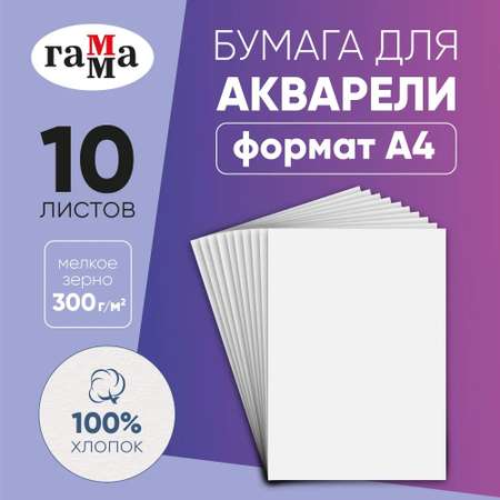 Художественная бумага Гаммa для акварели 10 лист.