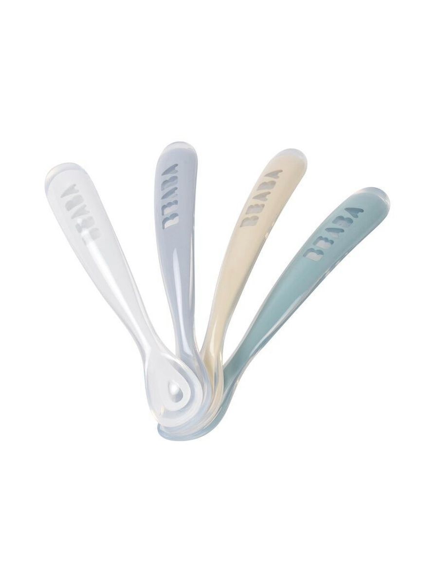 Изображение товара Набор из 4 силиконовых ложек BEABA для прикорма с длинной ручкой