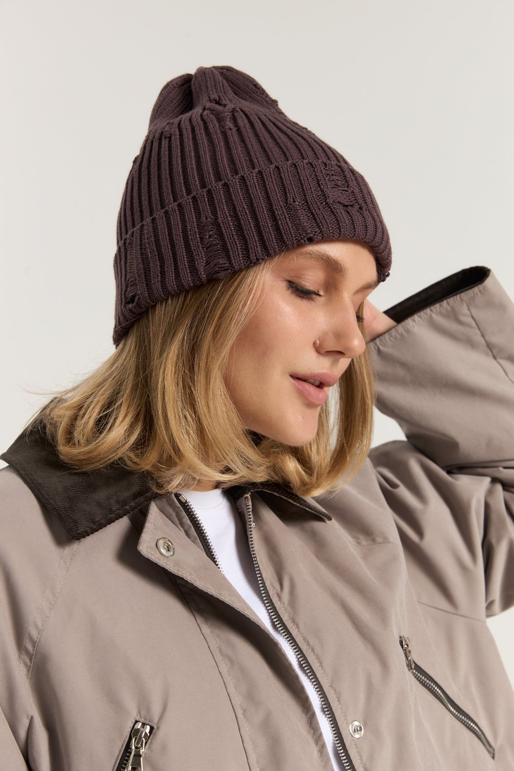 Шапка MINIDINO ВЯЗ-Ш-033Шапка Тыковка гранж хлопковая шоколад - фото 5