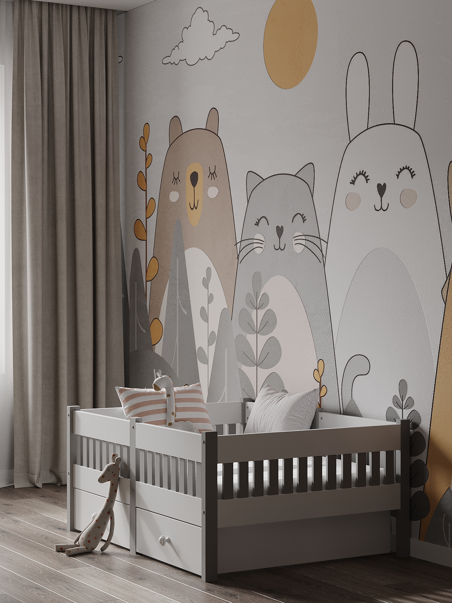 Кровать подростковая Moms charm Бортики (белый, серый) - фото 13