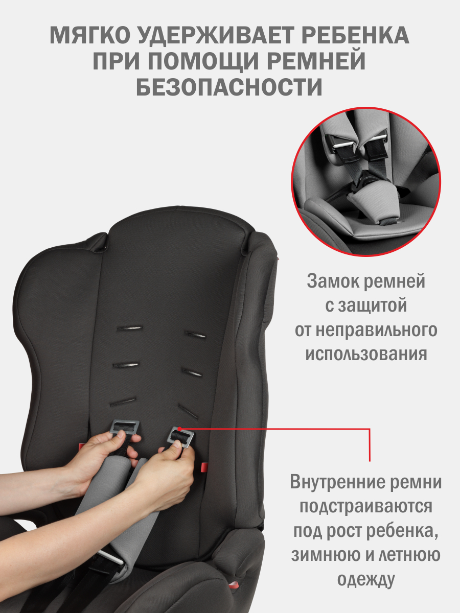 Автокресло SIGER Некст Lux 1/2/3 (9-36 кг) серый - фото 5