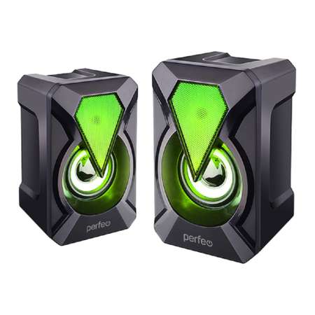Компьютерные колонки Perfeo FLAMES 2.0 мощность 2х3 Вт USB чёрные Game Design LED подсветка 7 цветов