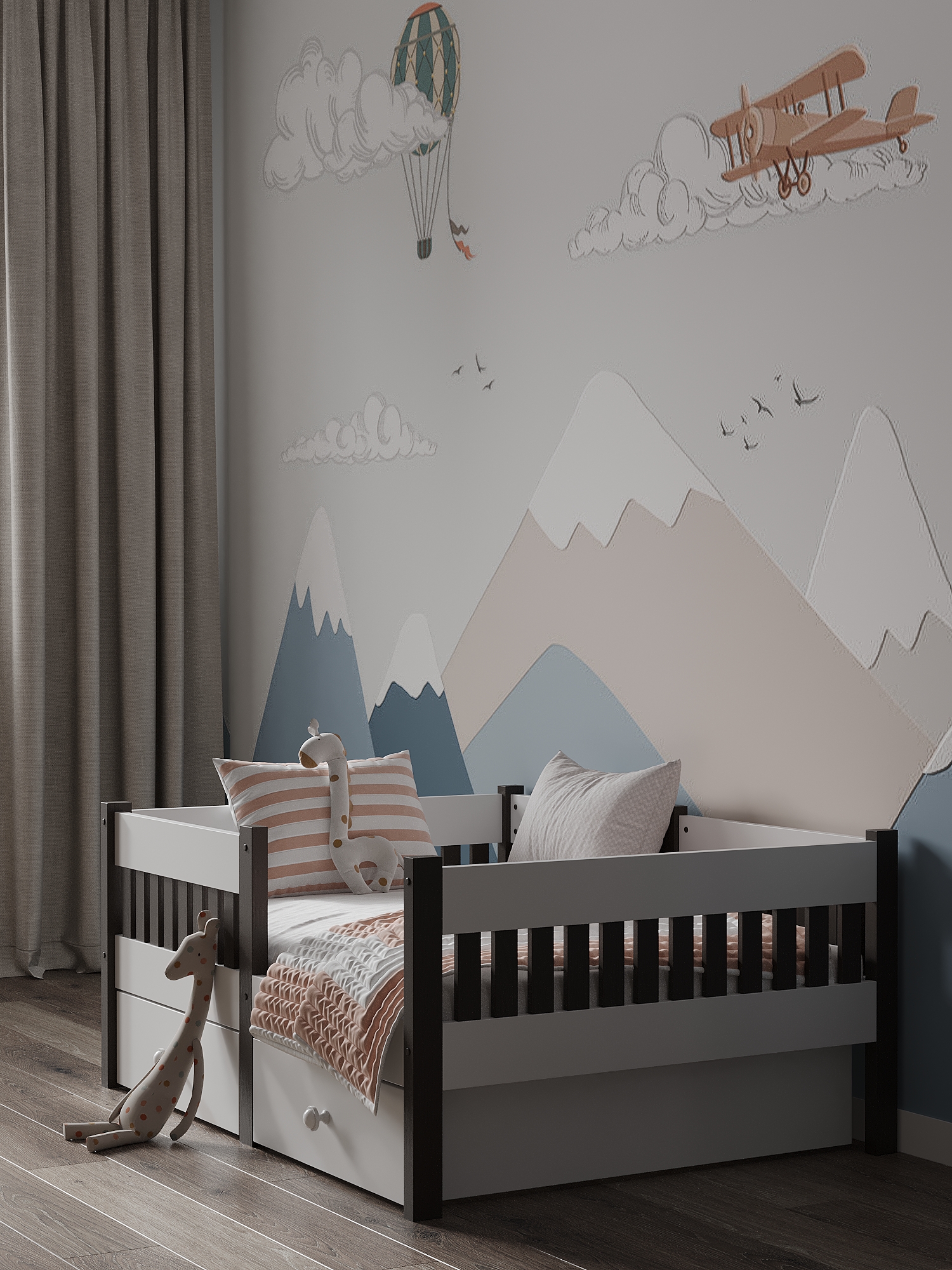 Детская кровать Moms charm с бортиком 160 на 80см (белый/венге) - фото 11