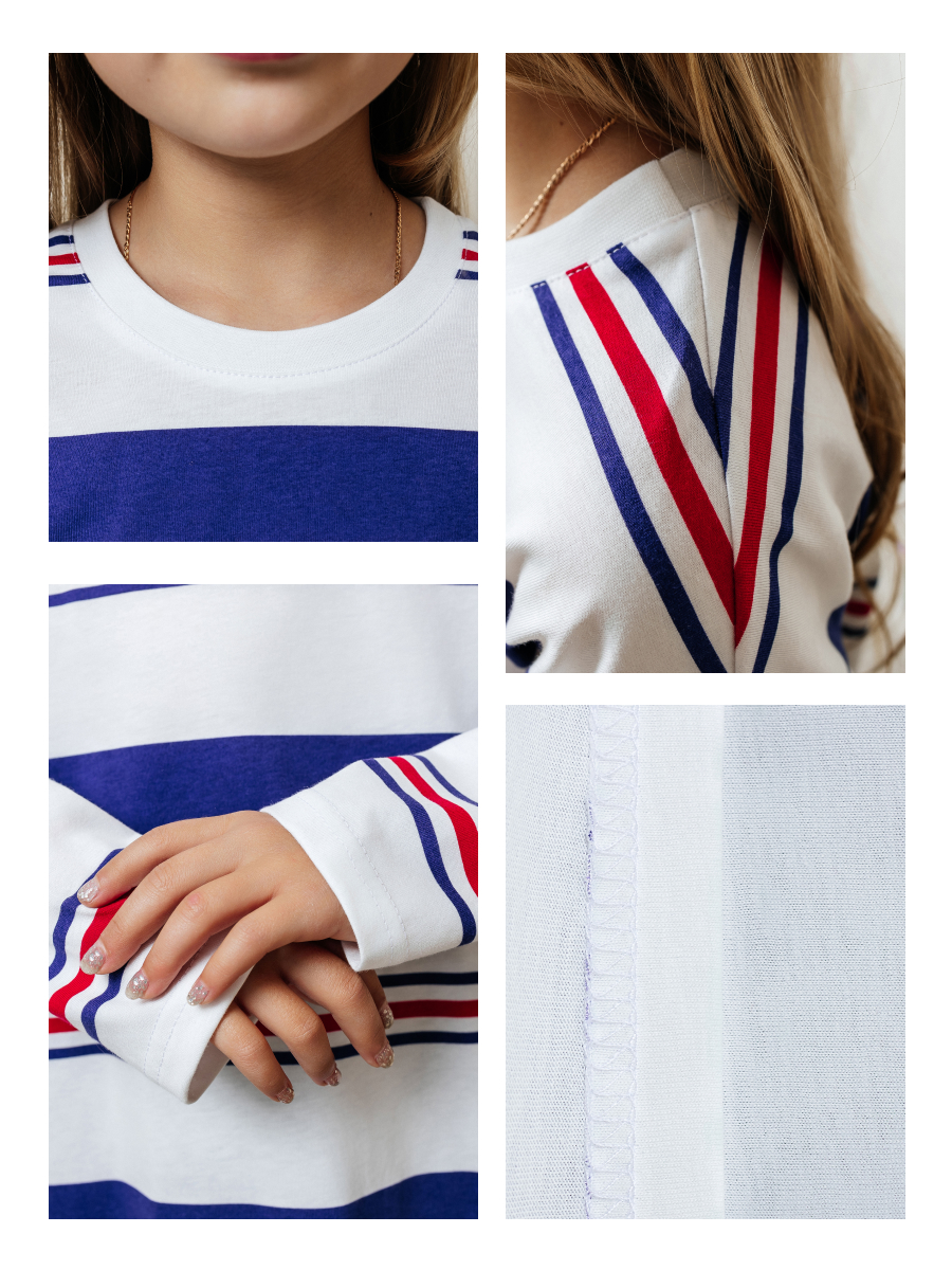 Лонгслив Селтекс Ю_ДК62 молоко/синий-красный полоса - фото 8