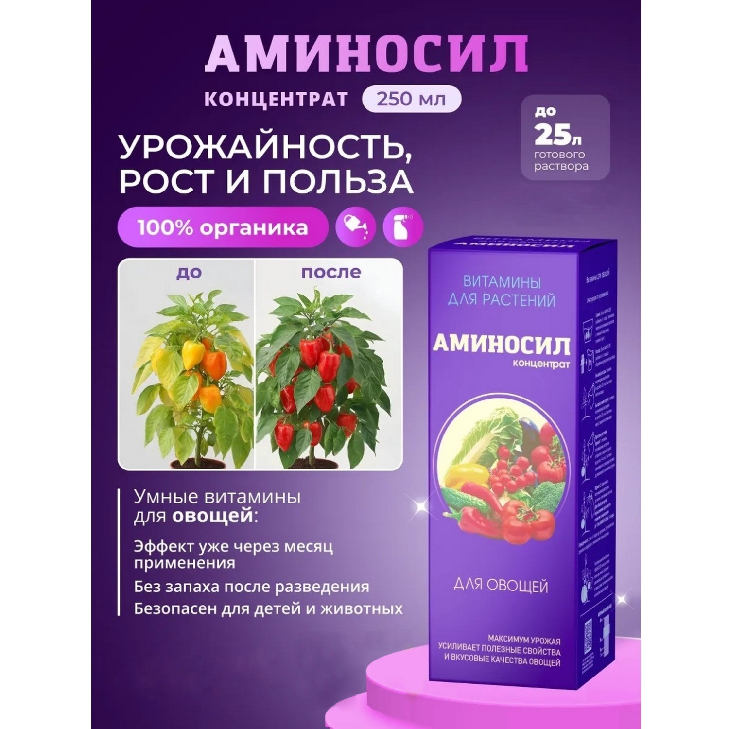 Витамины для овощей Аминосил концентрат 250 мл - фото 1