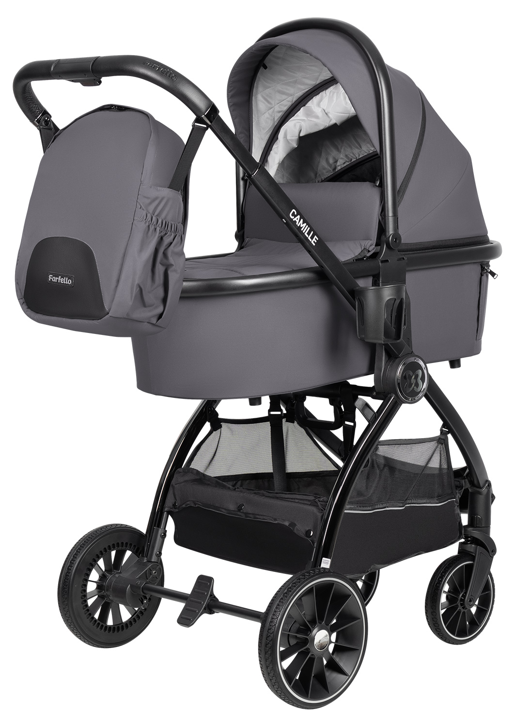 Коляска 3в1 Farfello Camille серый - фото 22