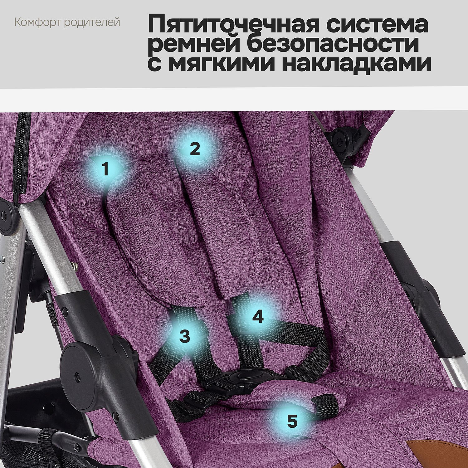 Коляска прогулочная Nuovita Corso фиолетовый - фото 16