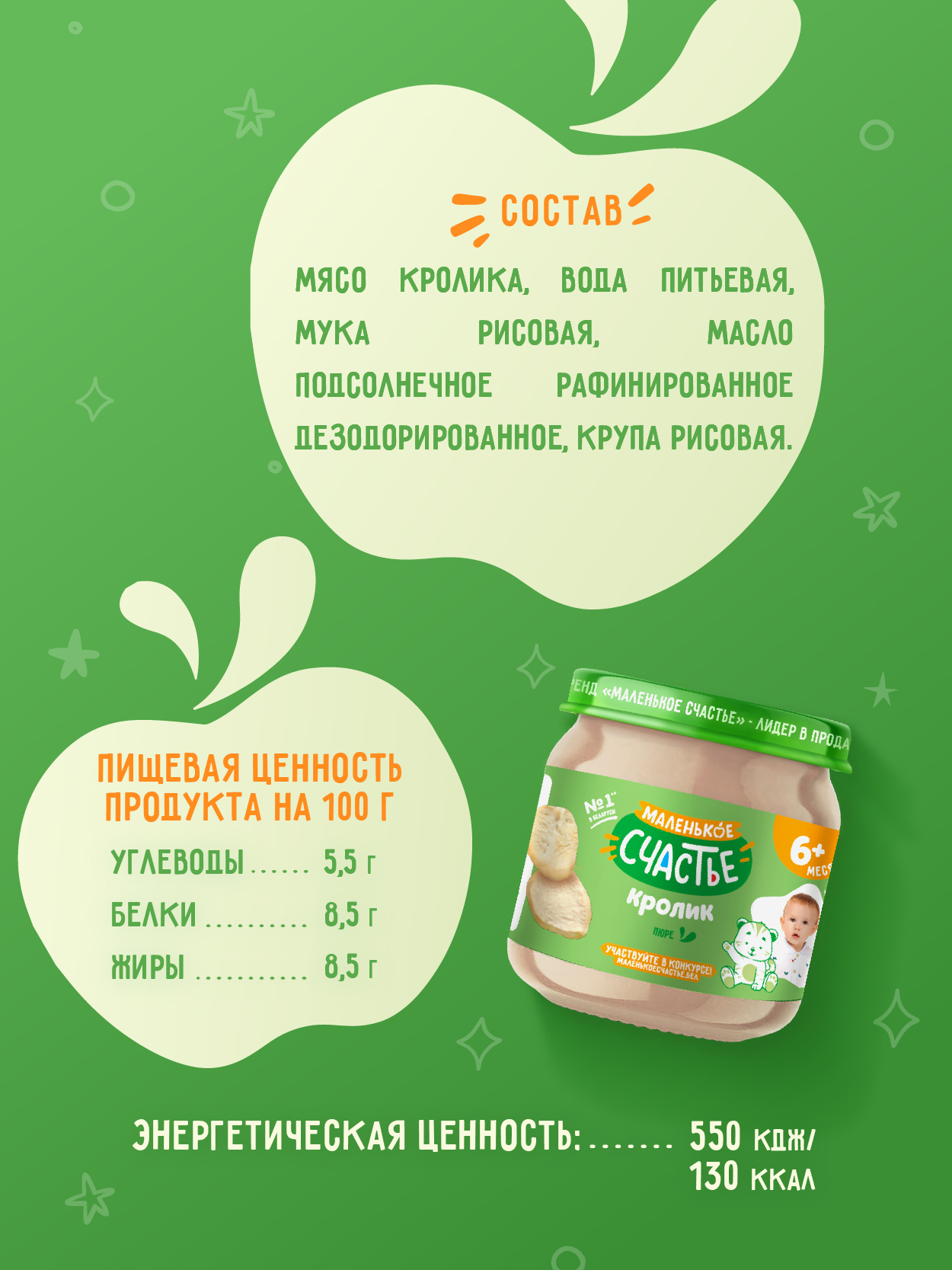 Пюре Маленькое счастье Кролик с 6 мес 80 г - фото 4