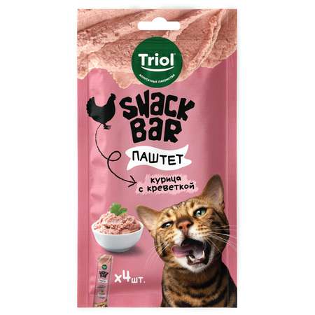 Лакомство для кошек Triol Snack Bar 40г паштет из курицы с креветкой