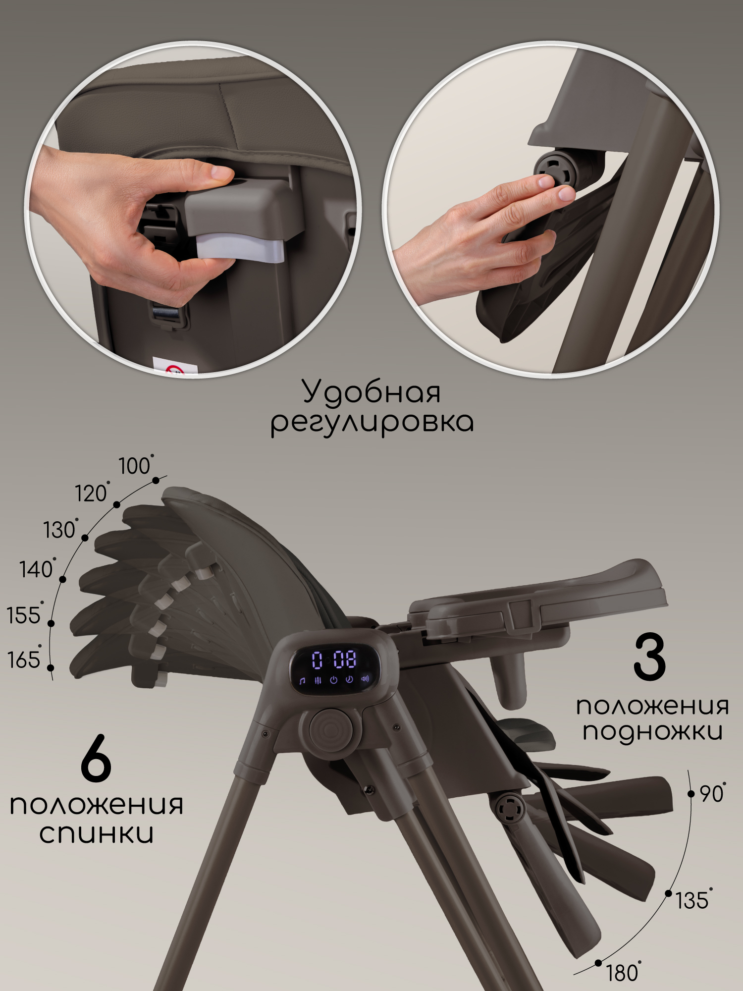 Стульчик для кормления Amarobaby Legacy коричневый - фото 7