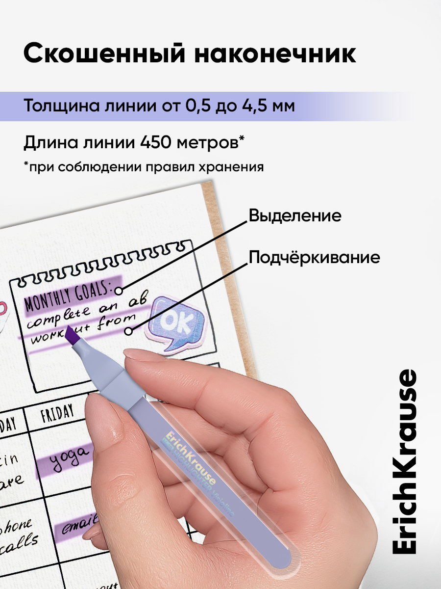Текстовыделители ErichKrause 4 шт. - фото 3