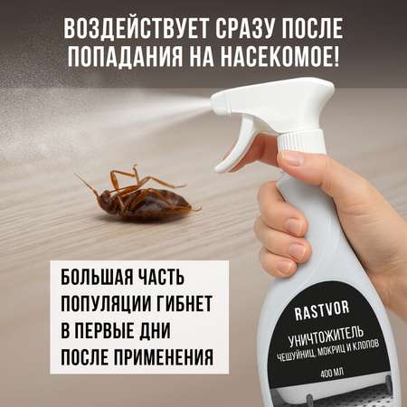 Уничтожитель чешуйниц, мокриц и клопов RASTVOR в квартире, 400 мл